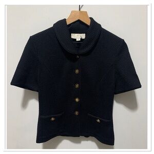 St. John Collection Santana Knit Blazer Goldtone
Button Black Size 2